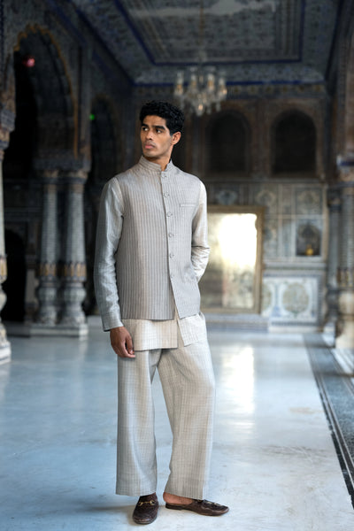 Embroidered Stripe Bandi, Shirt & Pant