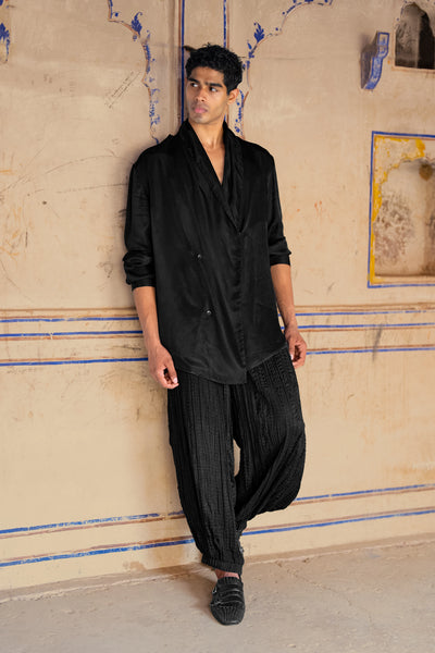 Draped Collar Overlap Shirt