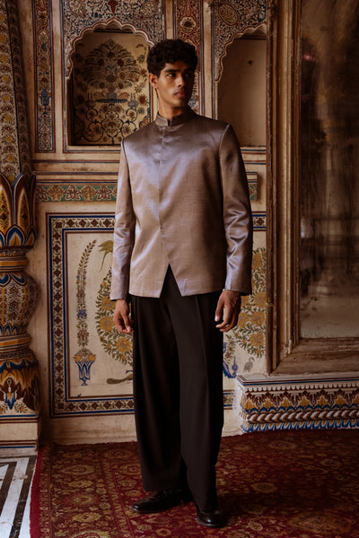 Benares Tissue Blazer, Satin Twill Shirt & Straight Cut Pant