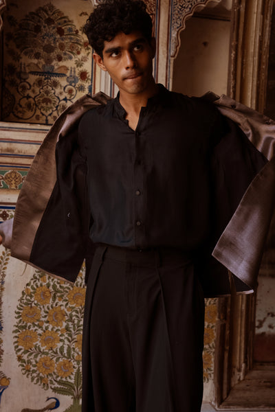 Black Satin Twill Shirt