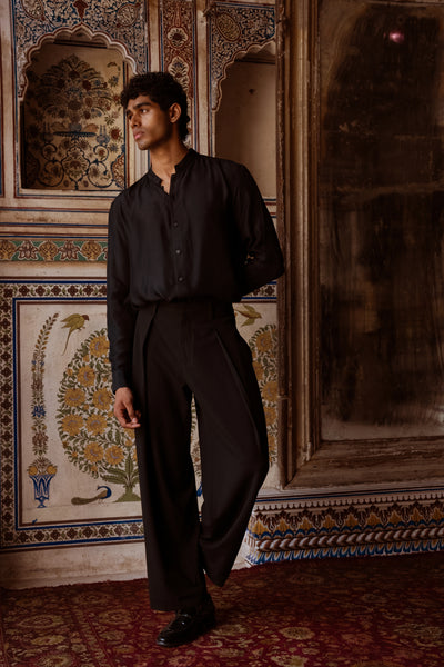 Black Satin Twill Shirt