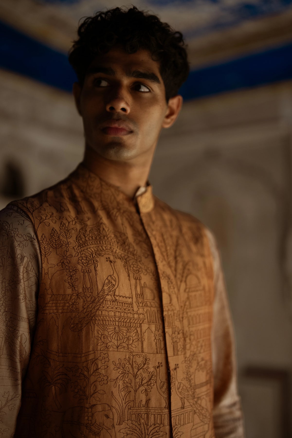 Heritage Embroidered Benares Silk Bandi, Kurta Shirt & Barrel Pant