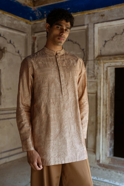 Heritage Embroidered Longline Kurta Shirt