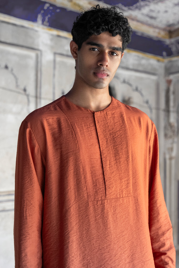 Rust Textured Shirt dash and dot