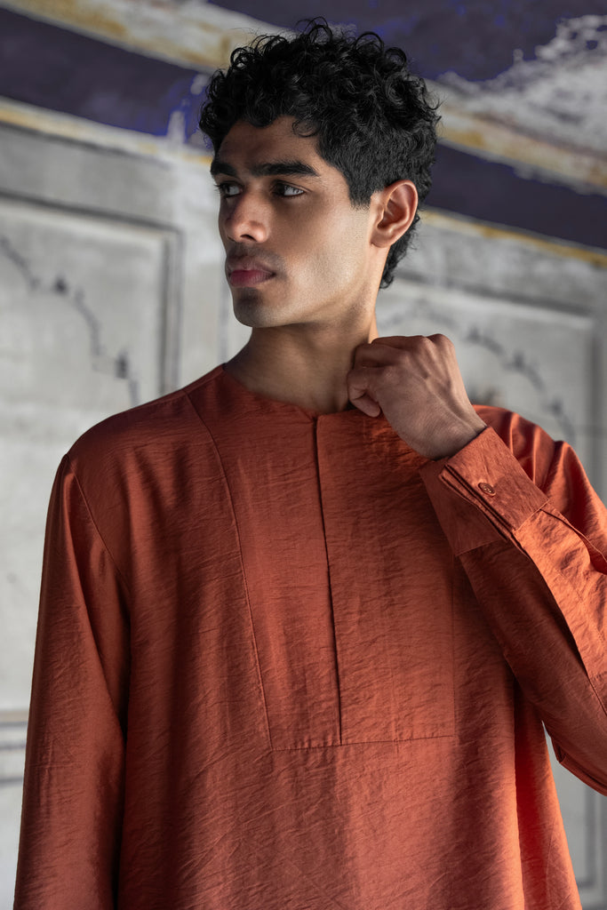 Rust Textured Shirt dash and dot