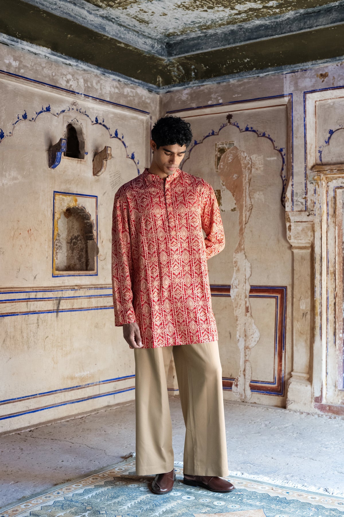Aari Embroidered Kurta Shirt & Wide-Legged Pant