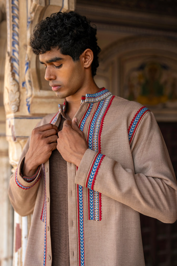 Embroidered Textured Shacket dash and dot