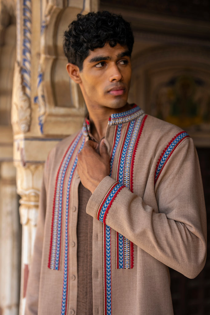 Embroidered Textured Shacket dash and dot