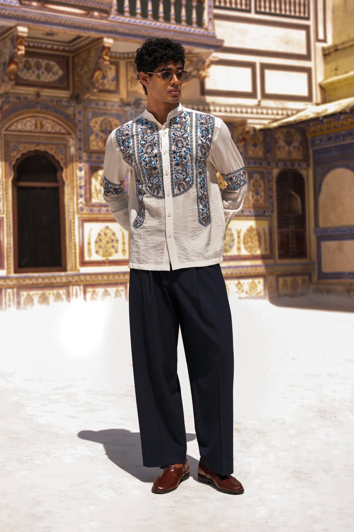 Wide-Legged Navy Pant