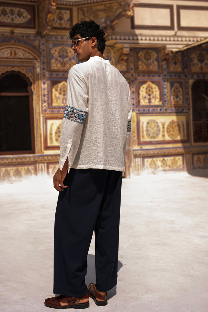 Wide-Legged Navy Pant dash and dot