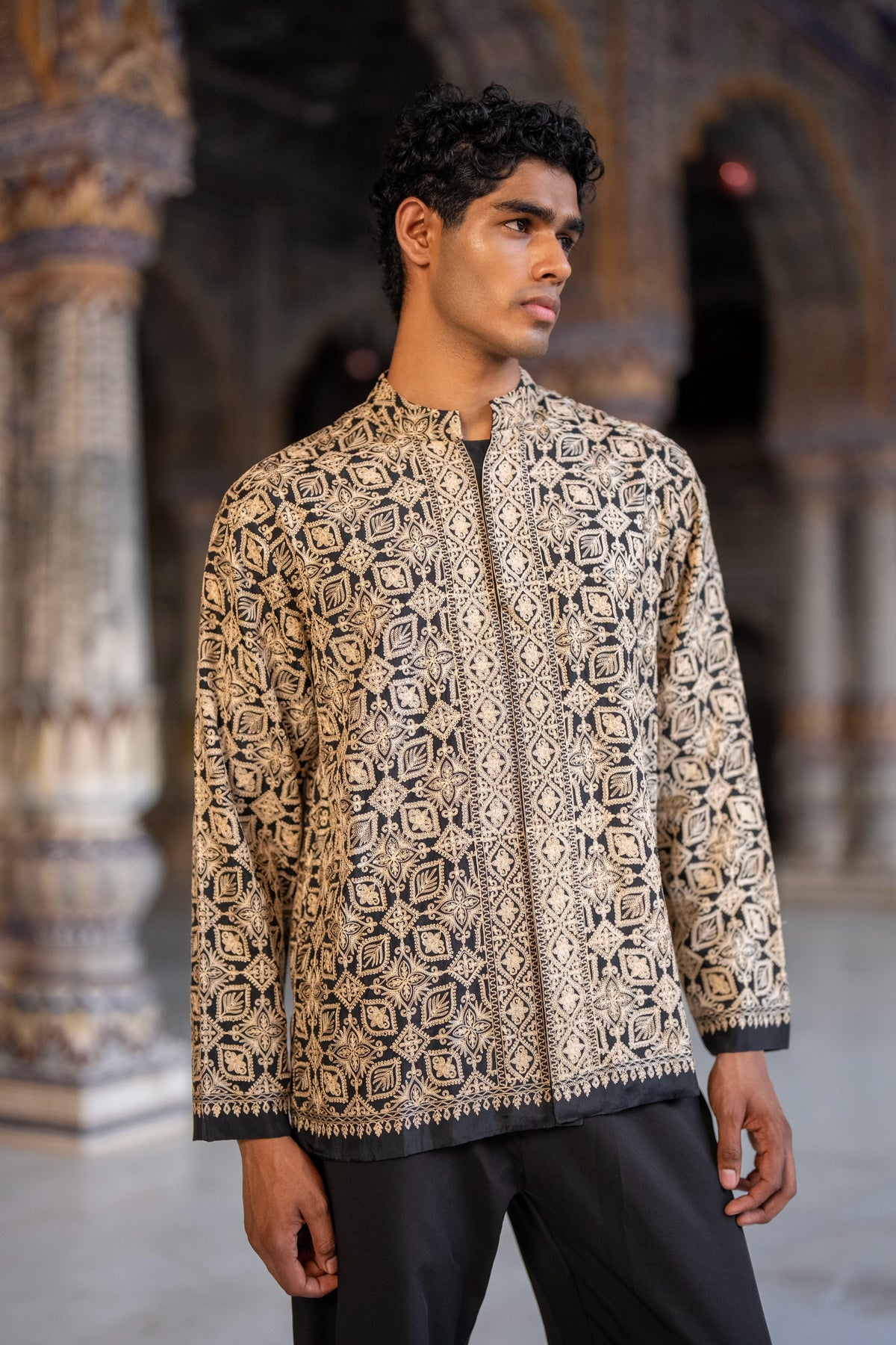 Aari Stitch Emboidered Shirt & Box Pleated Pant