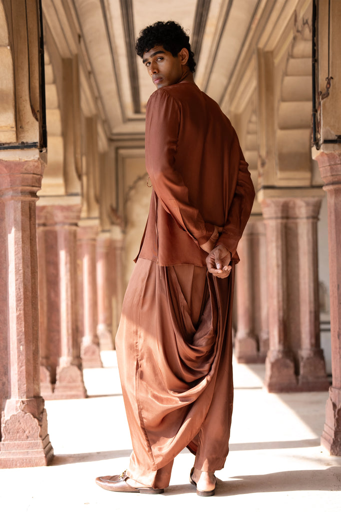 Asymmetric Drape Cowl Pant dash and dot