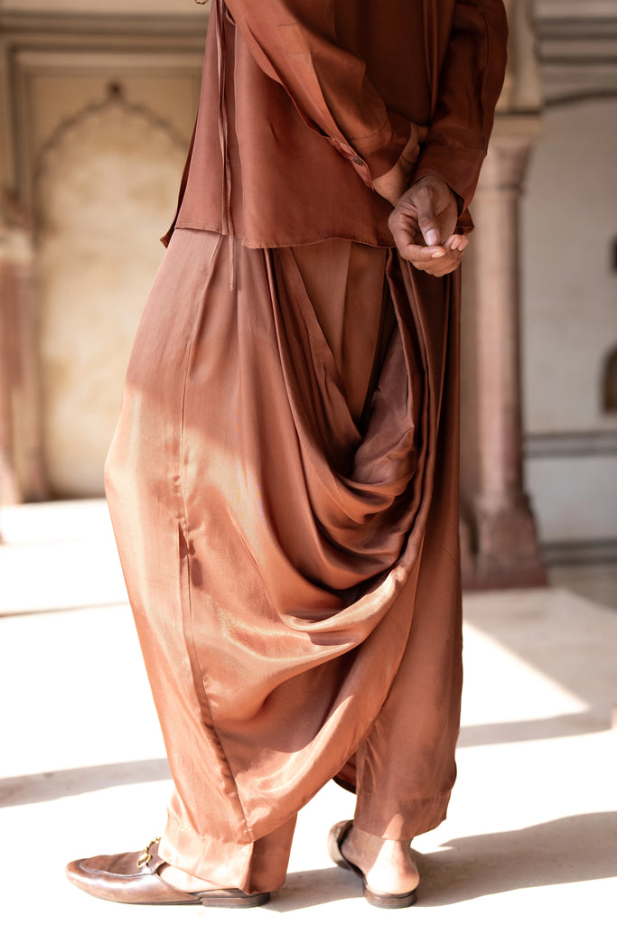 Asymmetric Drape Cowl Pant dash and dot