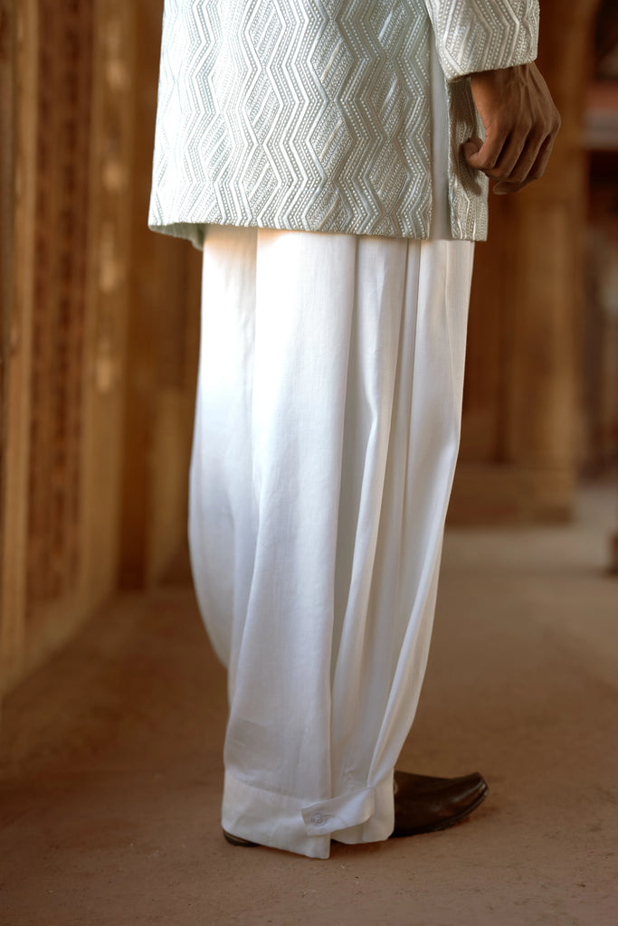 Chevron Stripe Embroidered Longline Shirt & Wide-Legged Pant dash and dot