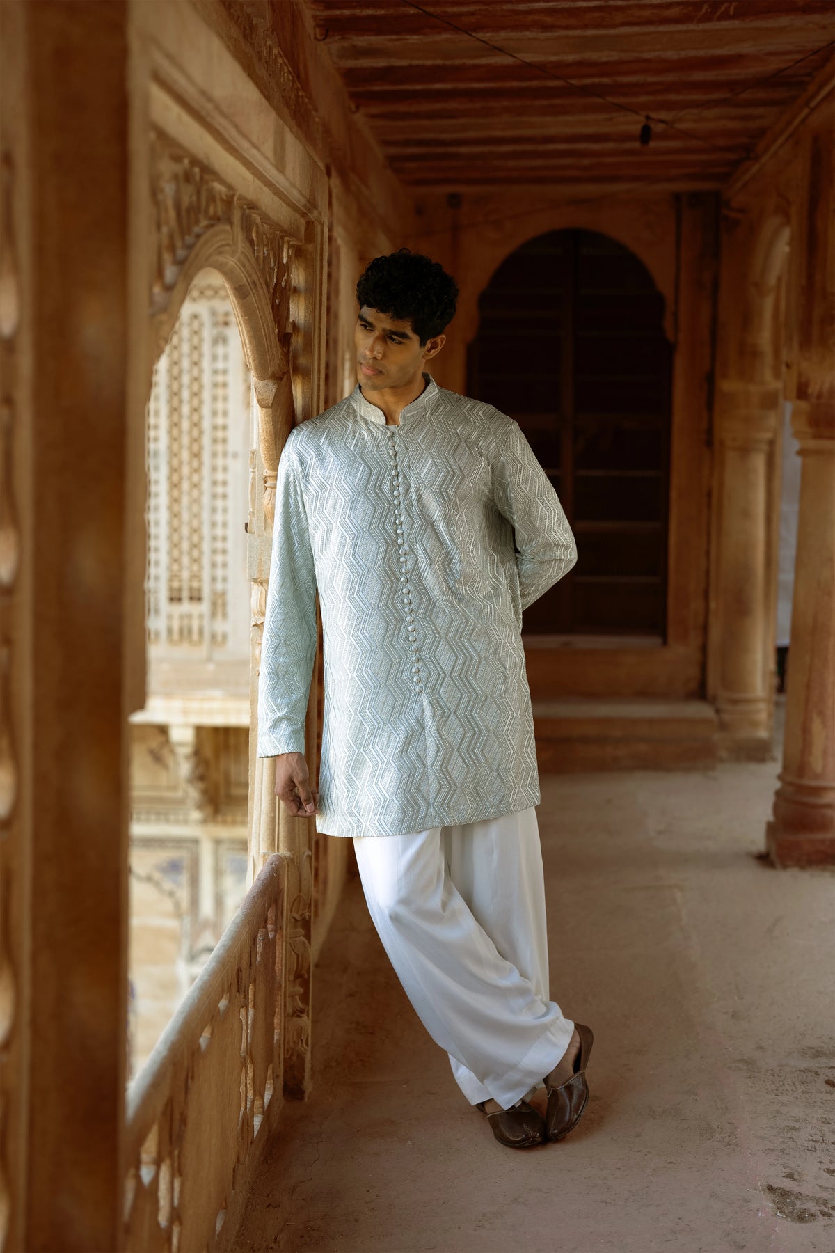 Thread Embroidered Longline Shirt
