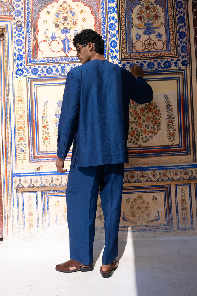 Royal Blue Textured Shirt dash and dot