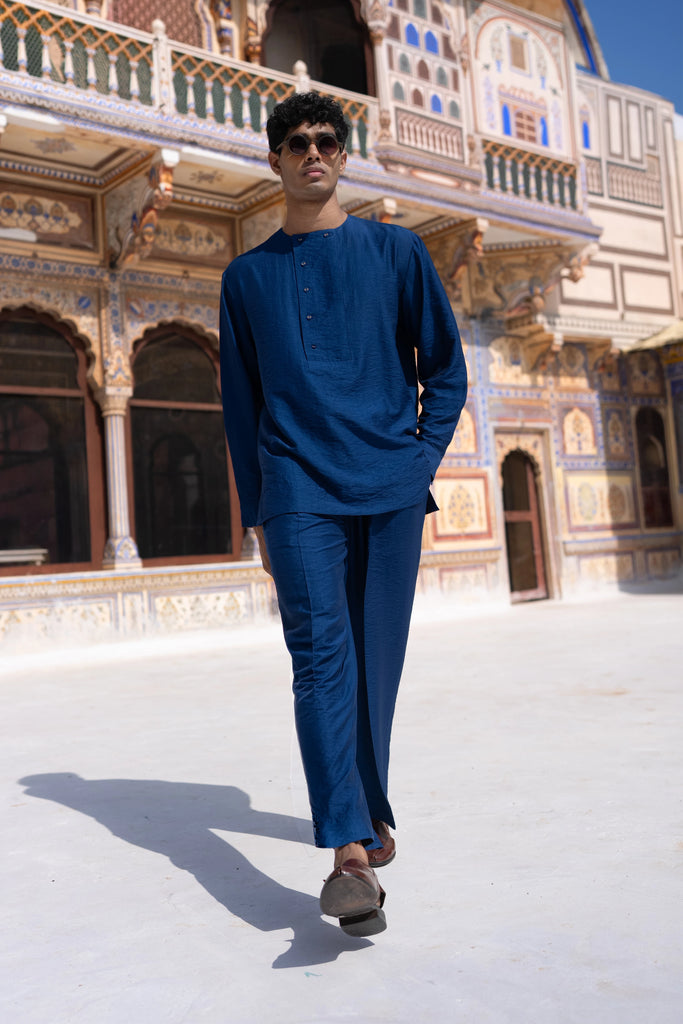 Royal Blue Textured Shirt dash and dot