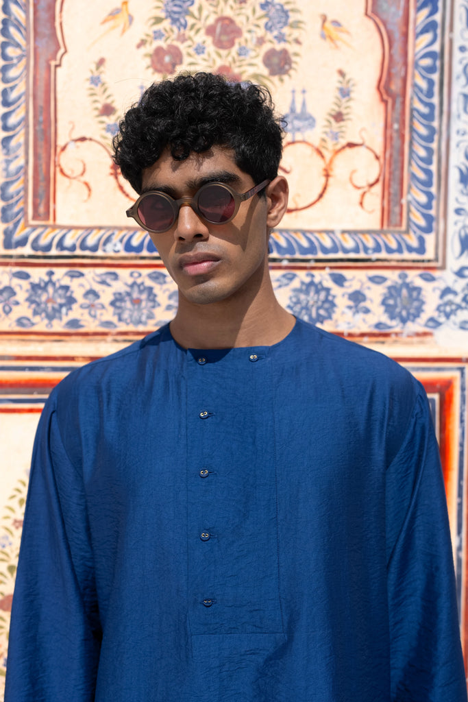 Royal Blue Textured Shirt dash and dot