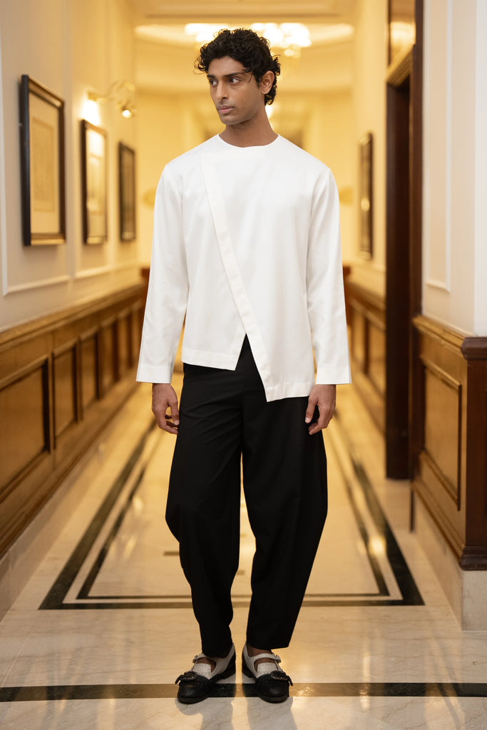 UNEVEN HEM OVERLAP SHIRT dash and dot