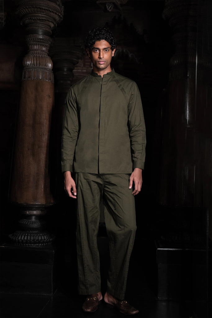 PLEATED POPLIN SHIRT & PINTUCK RELAXED FIT PANT dash and dot