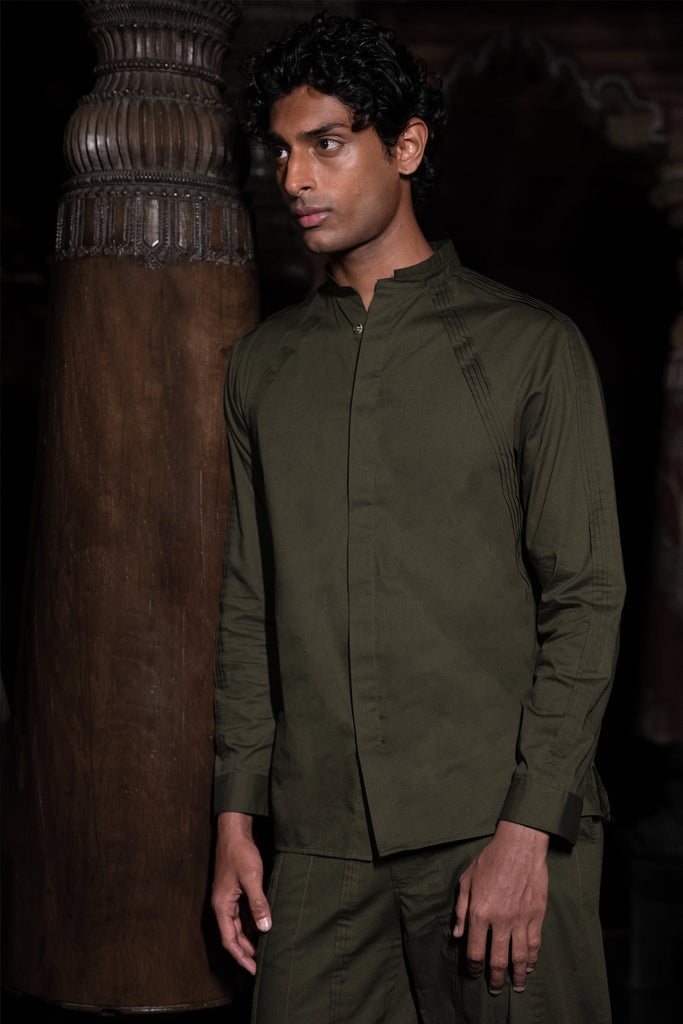 PLEATED POPLIN SHIRT & PINTUCK RELAXED FIT PANT dash and dot