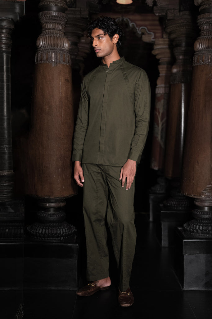 PLEATED POPLIN SHIRT & PINTUCK RELAXED FIT PANT dash and dot