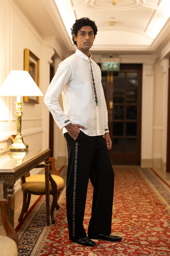 ZARDOZI EMBROIDERED SHIRT & PANT SET dash and dot