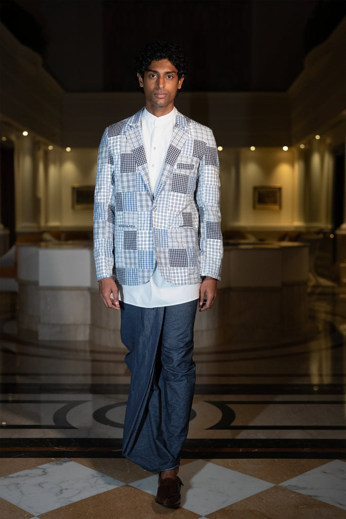 PATCHWORK CHECK BLAZER dash and dot