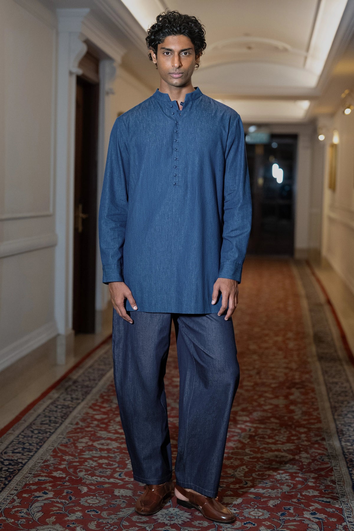 LONGLINE DENIM KURTA-SHIRT & BARREL PANT