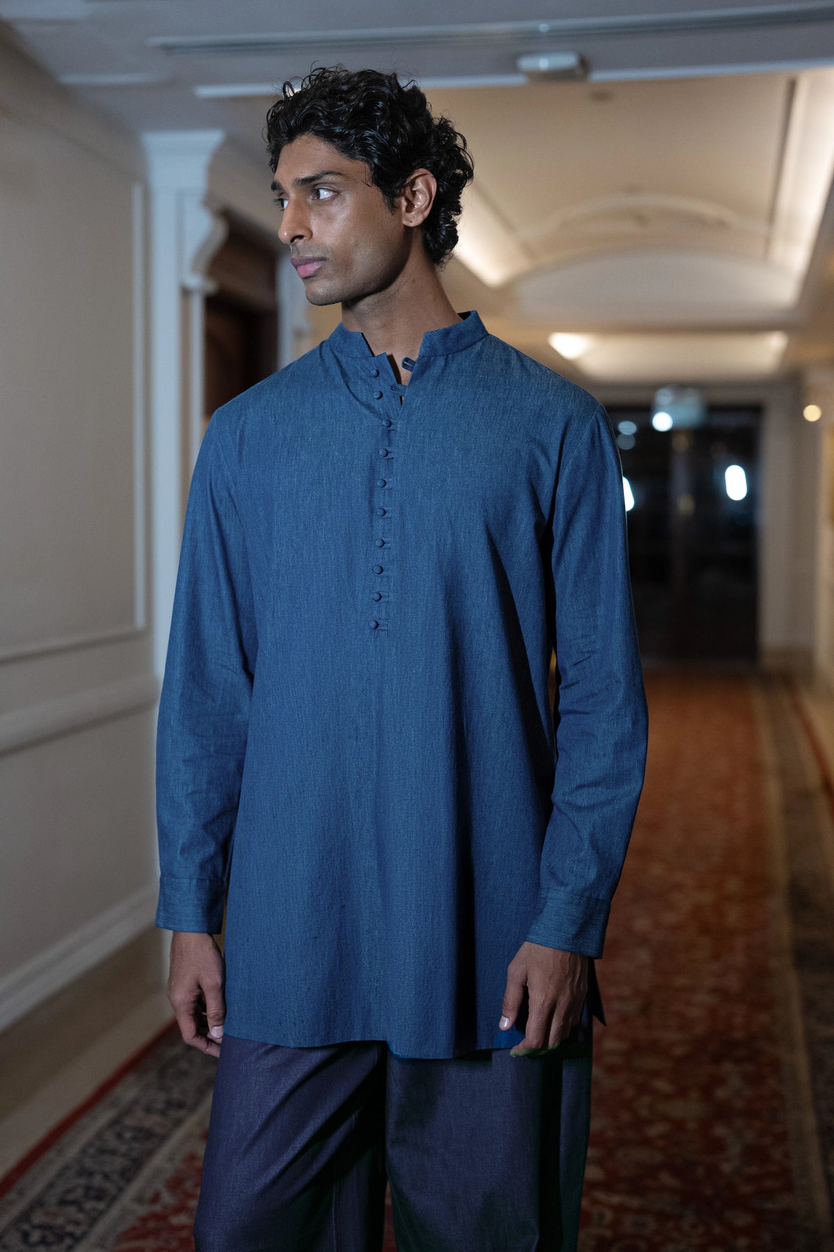 LONGLINE DENIM KURTA-SHIRT & BARREL PANT