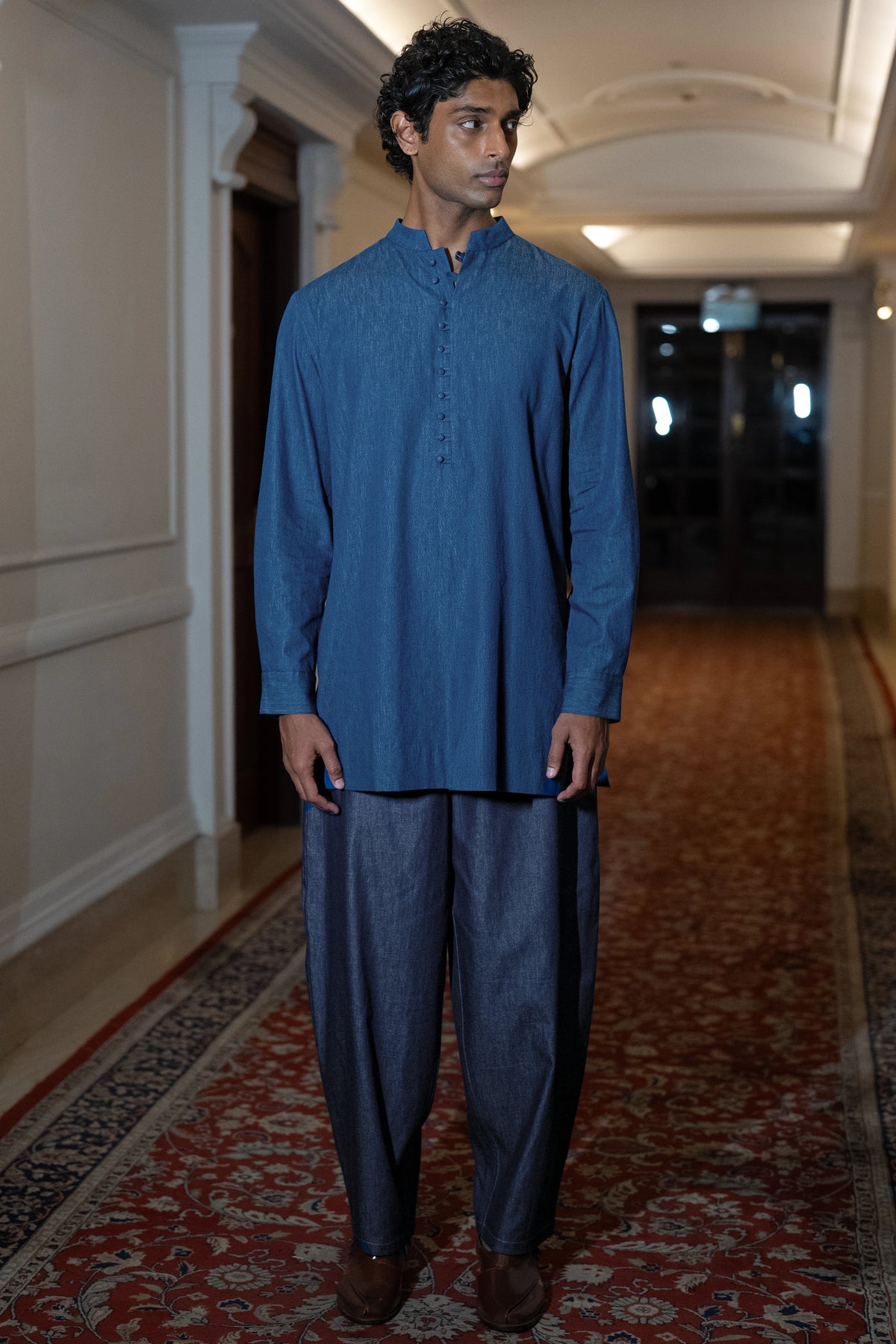 LONGLINE DENIM KURTA-SHIRT