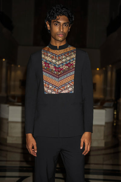EMBROIDERED BIB BLAZER & STRAIGHT-CUT PANT SET