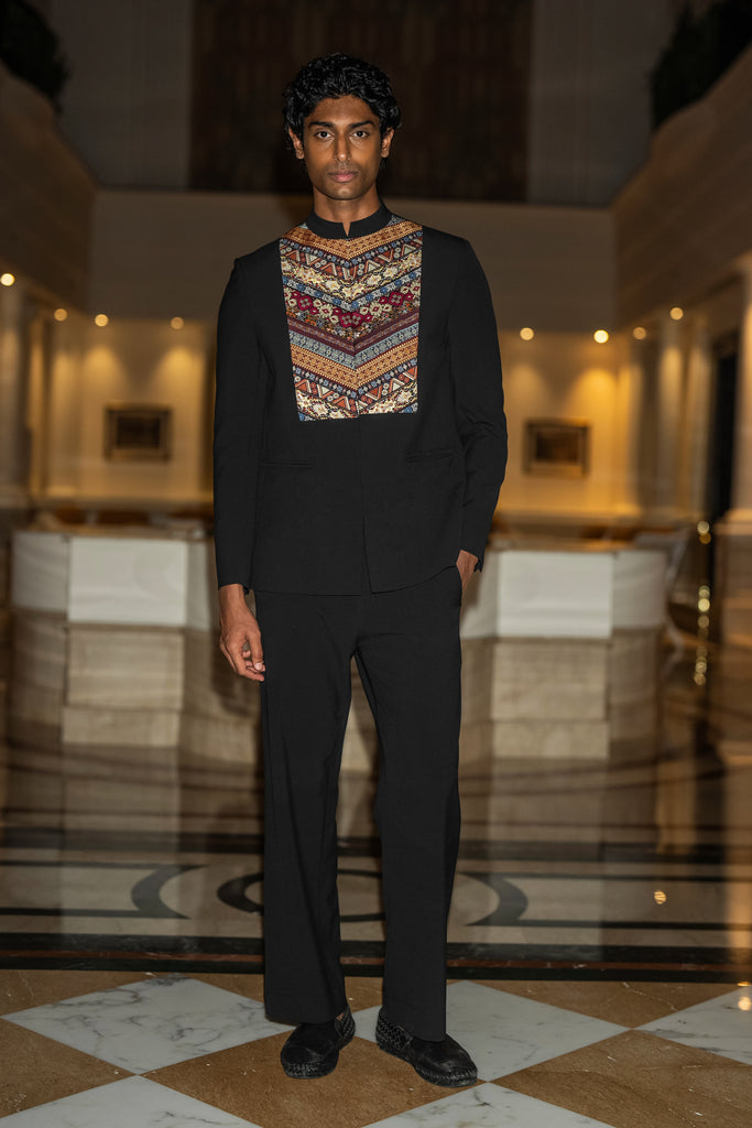 EMBROIDERED BIB BLAZER & STRAIGHT-CUT PANT SET dash and dot
