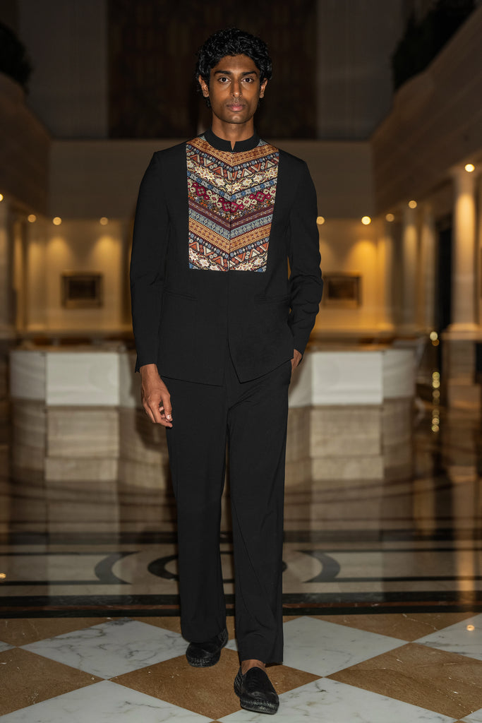 EMBROIDERED BIB BLAZER & STRAIGHT-CUT PANT SET dash and dot