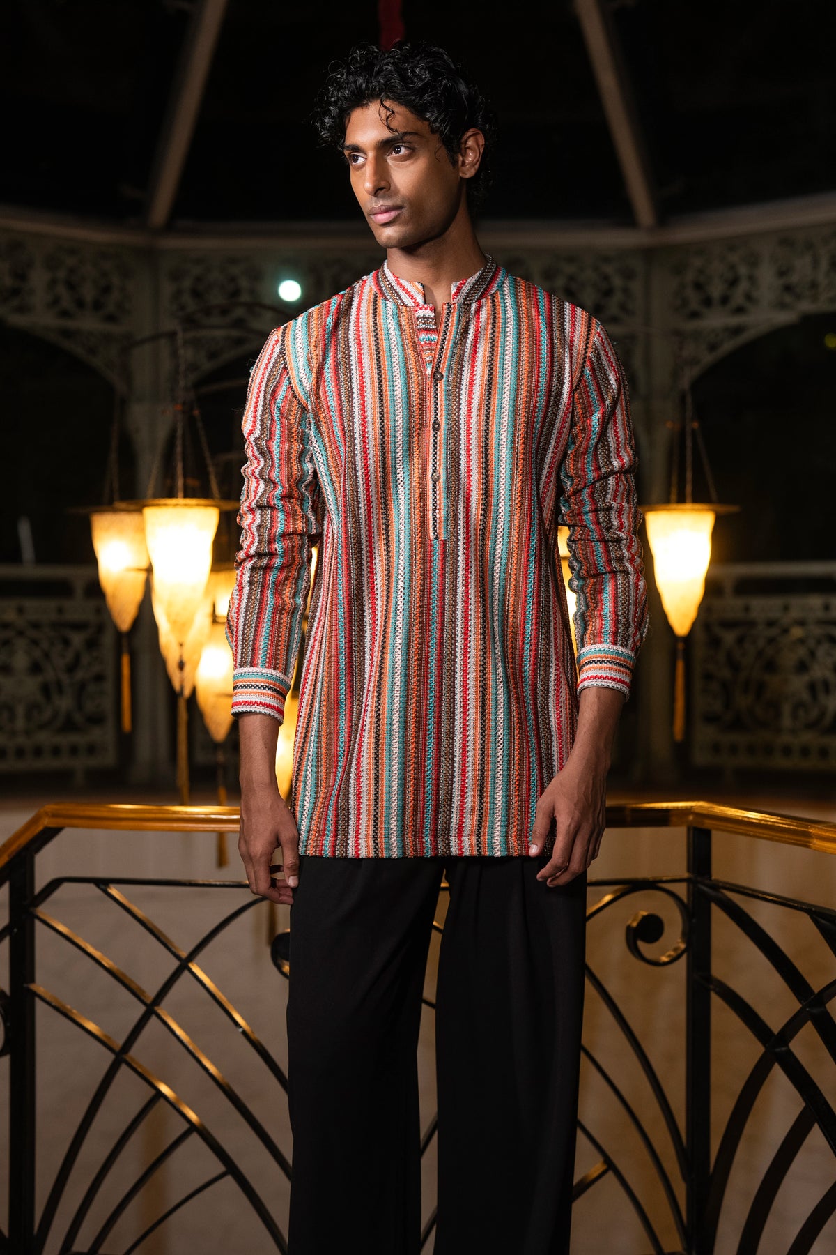 CROCHET LACE KURTA-SHIRT & WIDE-LEGGED PANT SET