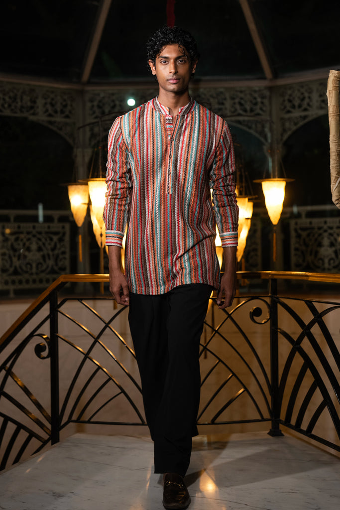 CROCHET LACE KURTA-SHIRT & WIDE-LEGGED PANT SET dash and dot