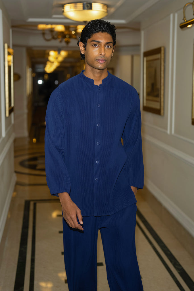 PLEATED BANDHGALA SHIRT & PANT SET dash and dot
