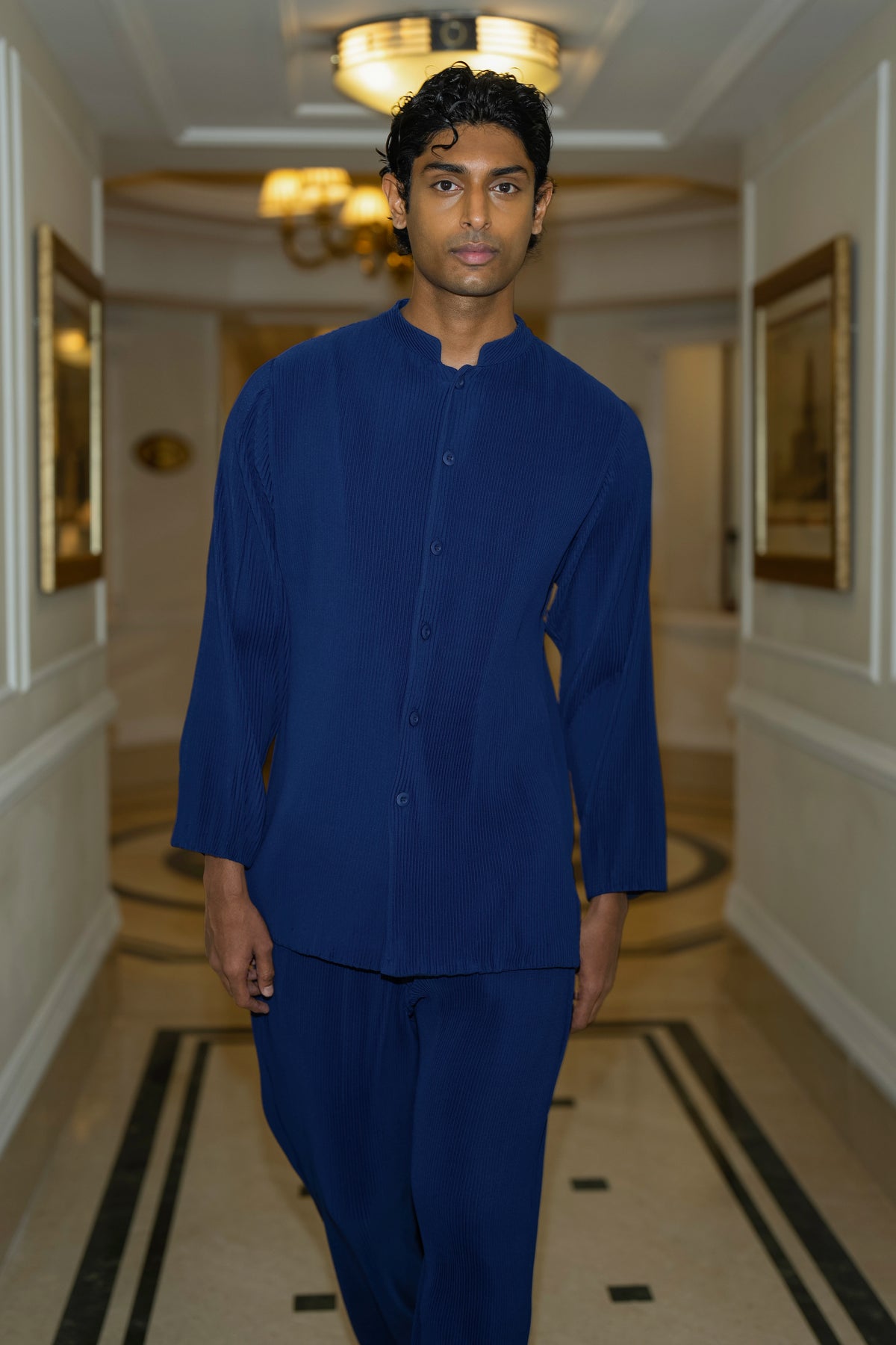 PLEATED BANDHGALA SHIRT & PANT SET