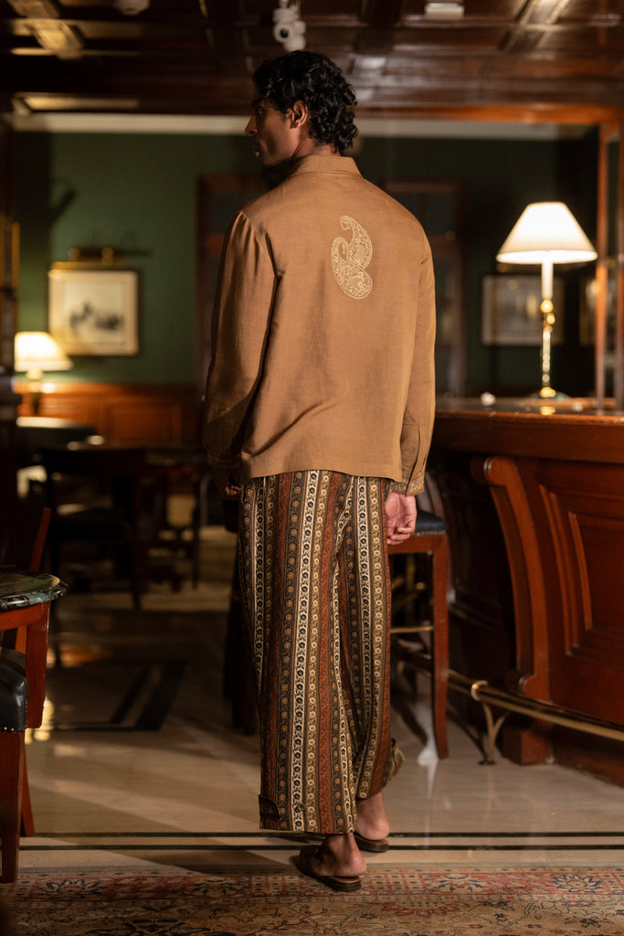 EMBROIDERED LINEN SHIRT & PRINTED STRIPE PANT dash and dot