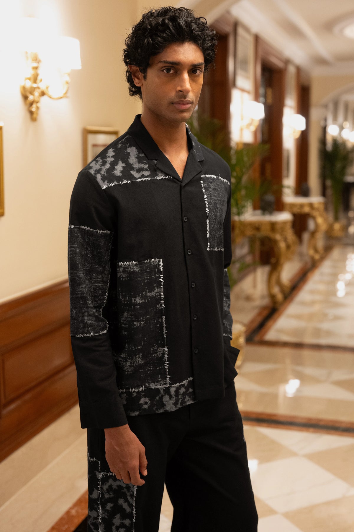 LINEN PATCHWORK APPLIQUÉ SHIRT & PANT SET