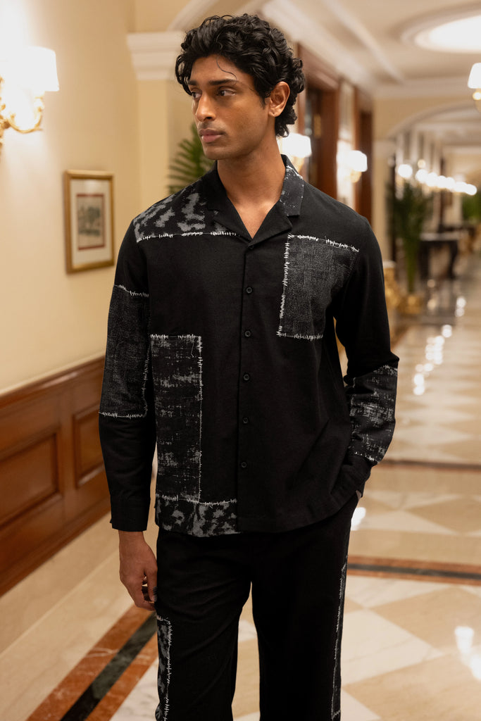 LINEN PATCHWORK APPLIQUÉ SHIRT & PANT SET dash and dot