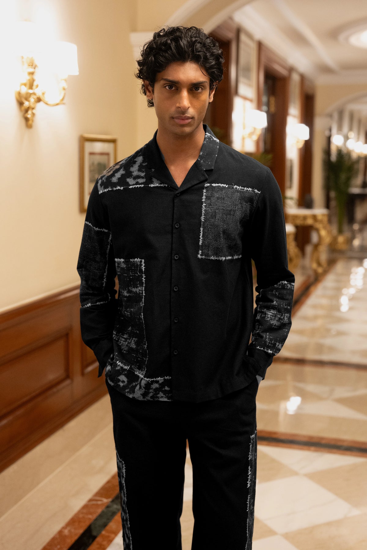 LINEN PATCHWORK APPLIQUÉ SHIRT & PANT SET