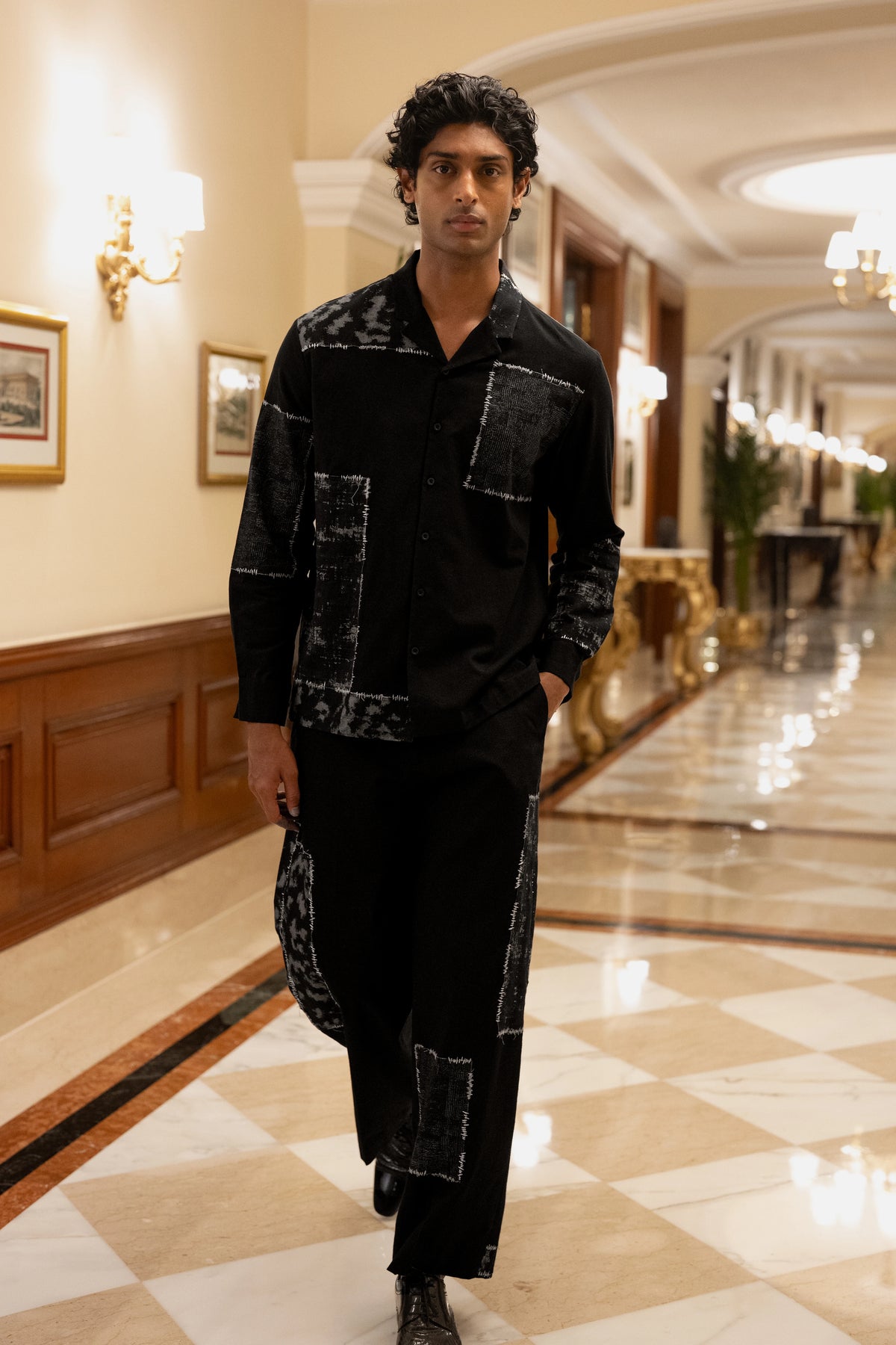 LINEN PATCHWORK APPLIQUÉ PANT