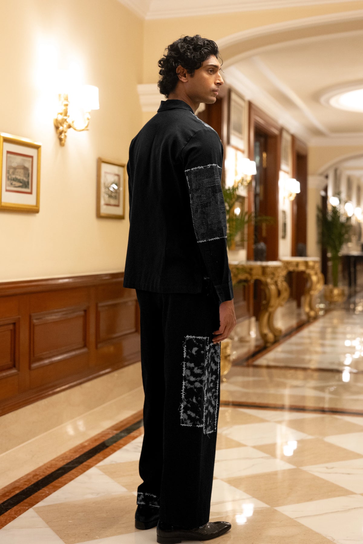 LINEN PATCHWORK APPLIQUÉ PANT