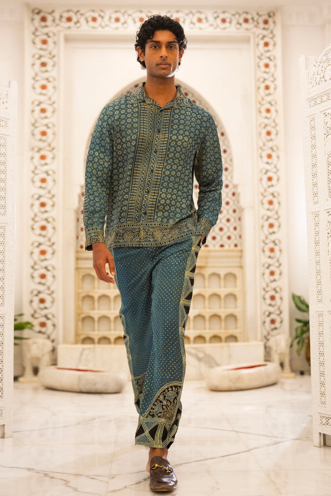AJRAKH PRINT SHIRT & PANT SET dash and dot