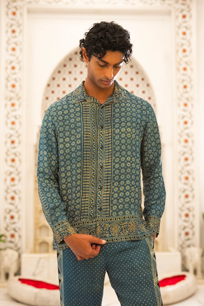 AJRAKH PRINT SHIRT & PANT SET dash and dot