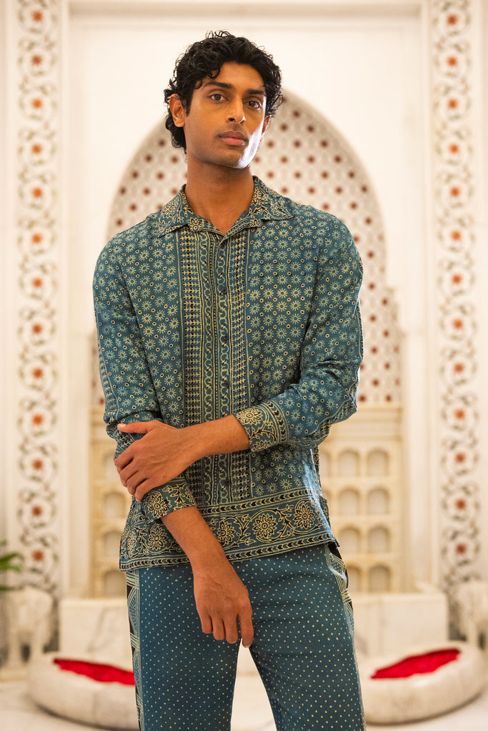 AJRAKH PRINT SHIRT & PANT SET dash and dot