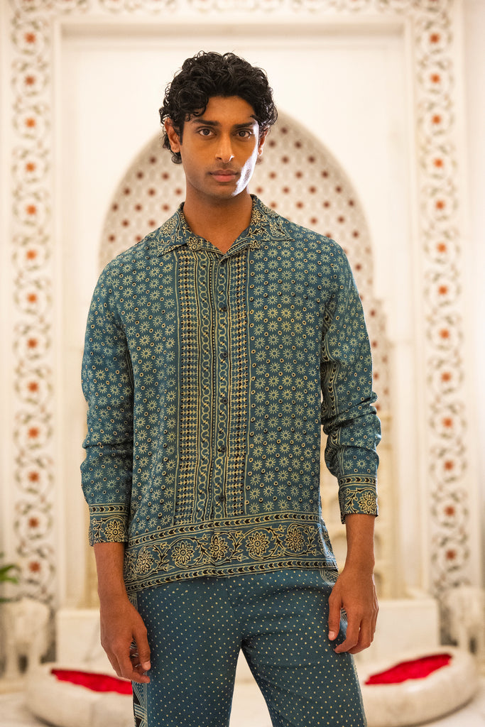 AJRAKH PRINT SHIRT & PANT SET dash and dot