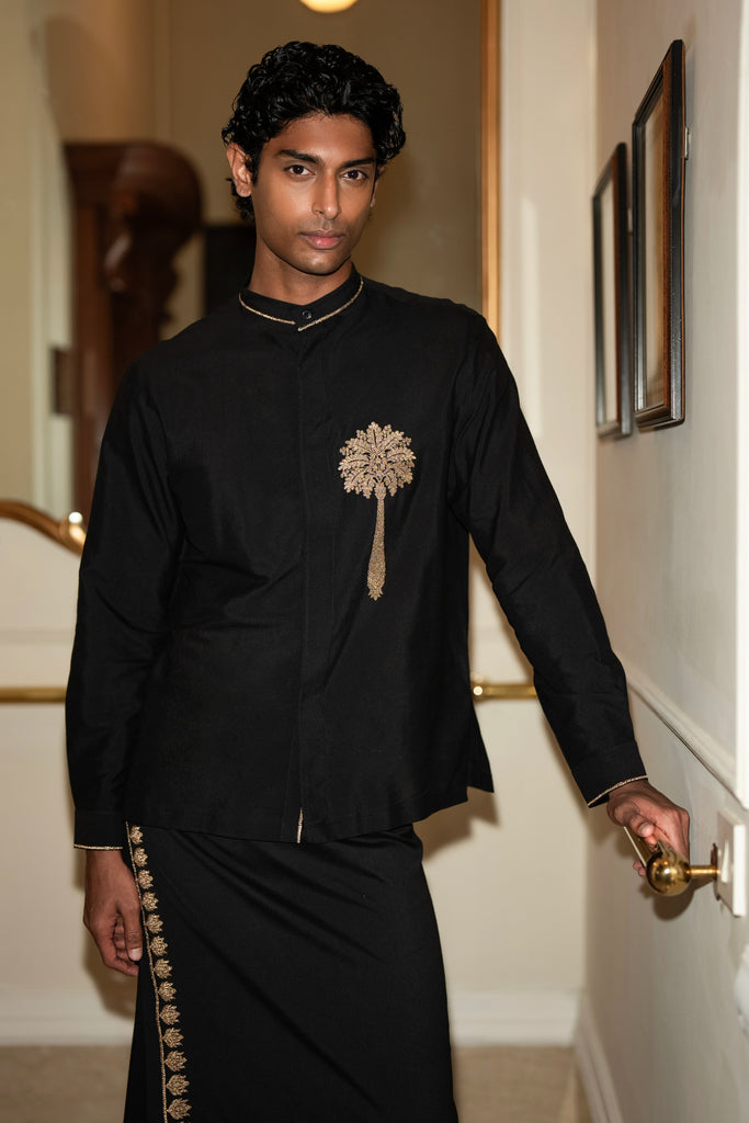 EMBROIDERED MOTIF SHIRT & LUNGI dash and dot