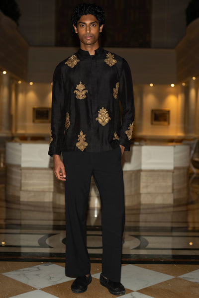 EMBROIDERED TEXTURED SHIRT & STRAIGHT CUT PANT